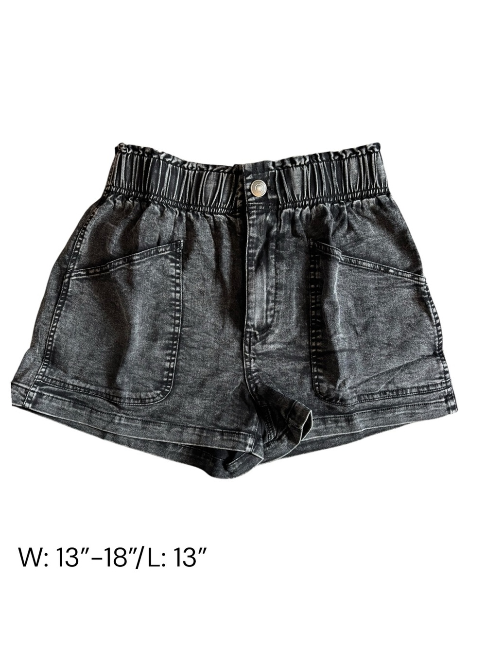 Entro Washed Black High-Rise Denim Shorts